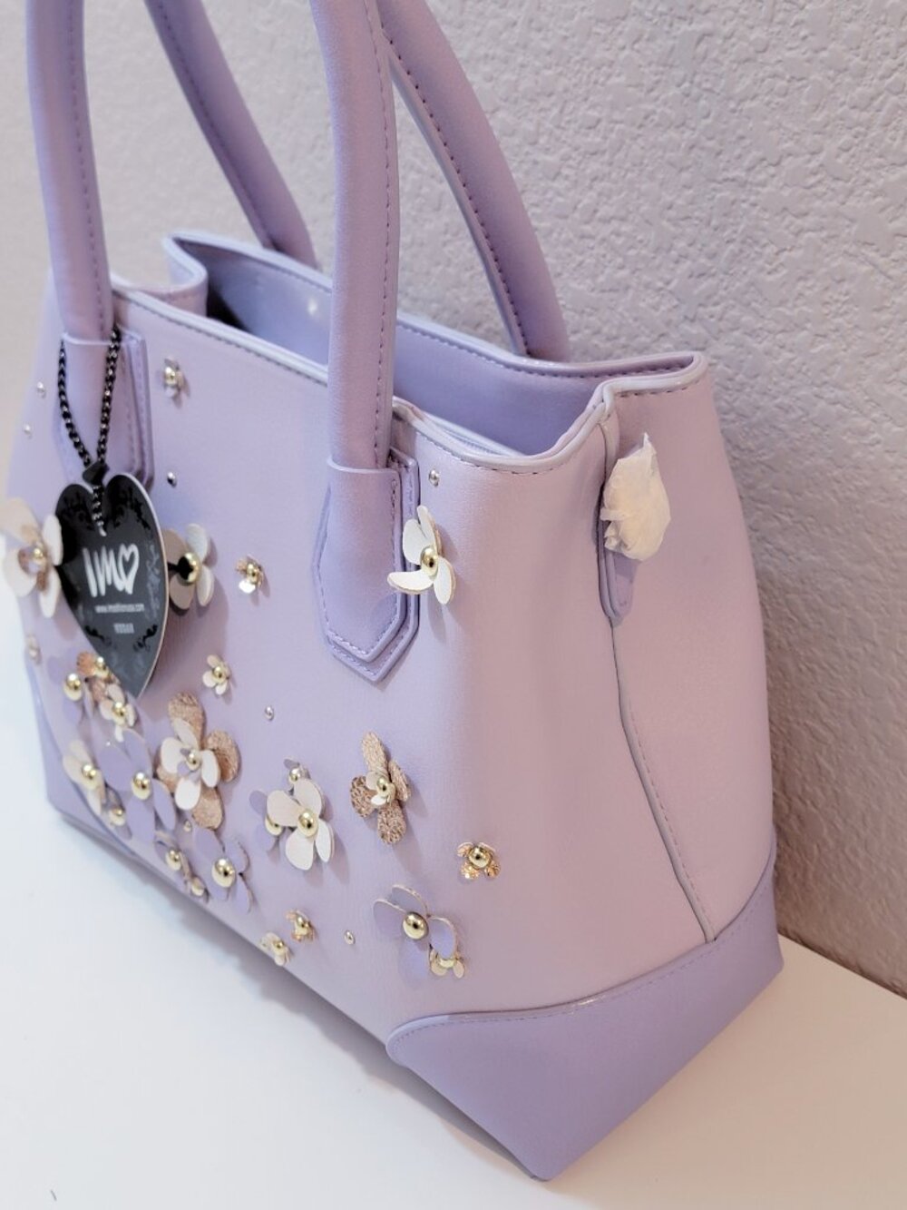 Imoshion USA Lavender Floral Satchel Bag | Vegan Leather | NWT - Picture 3 of 6